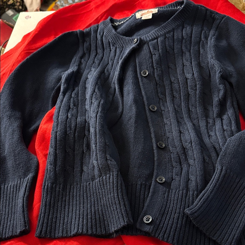 Cat & Jack Navy Button-Up Cardigan small